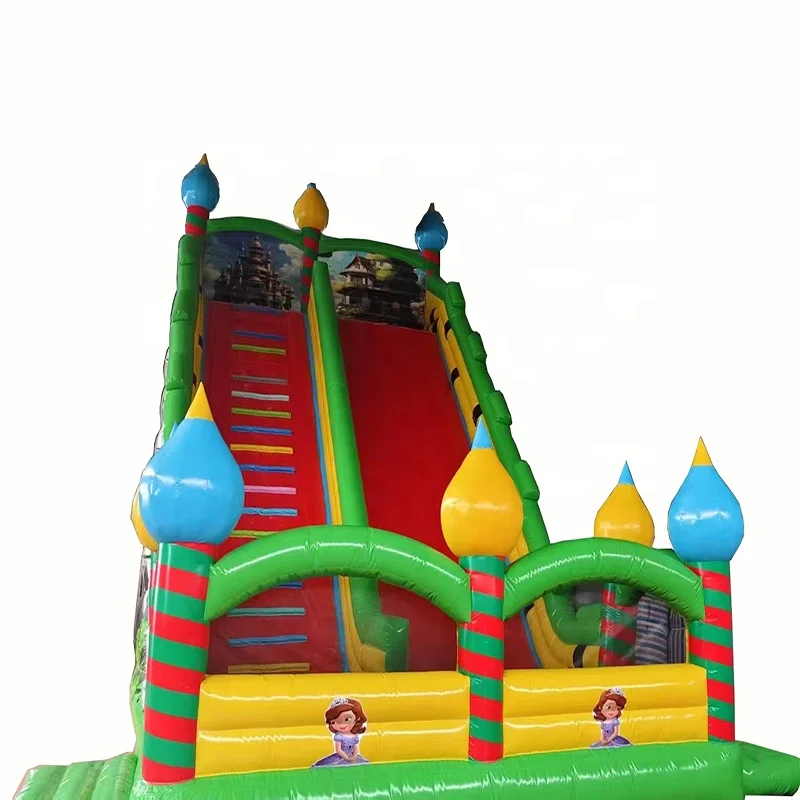 Factory Direct Sale 12m*6m*11m Super Bouncy Castle with Slider Inflatable Jumping Slide Game Inflatable Dry Slider for Kids