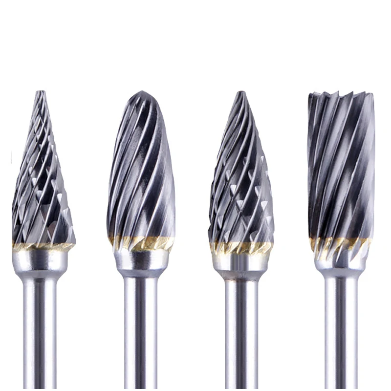 3mm Shank Drawing Tungsten Carbide Milling Cutter Rotary Tool Burr Double Diamond Cut Rotary Dremel Metal Wood Electric Grinding