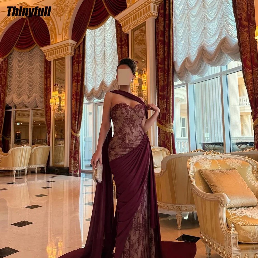 

Thinyfull Mermaid Arab Prom Dress 2026 Sleeveless Chiffon/Lace Evening Dresses Vestidos De Fiesta Elegantes Gown Customized