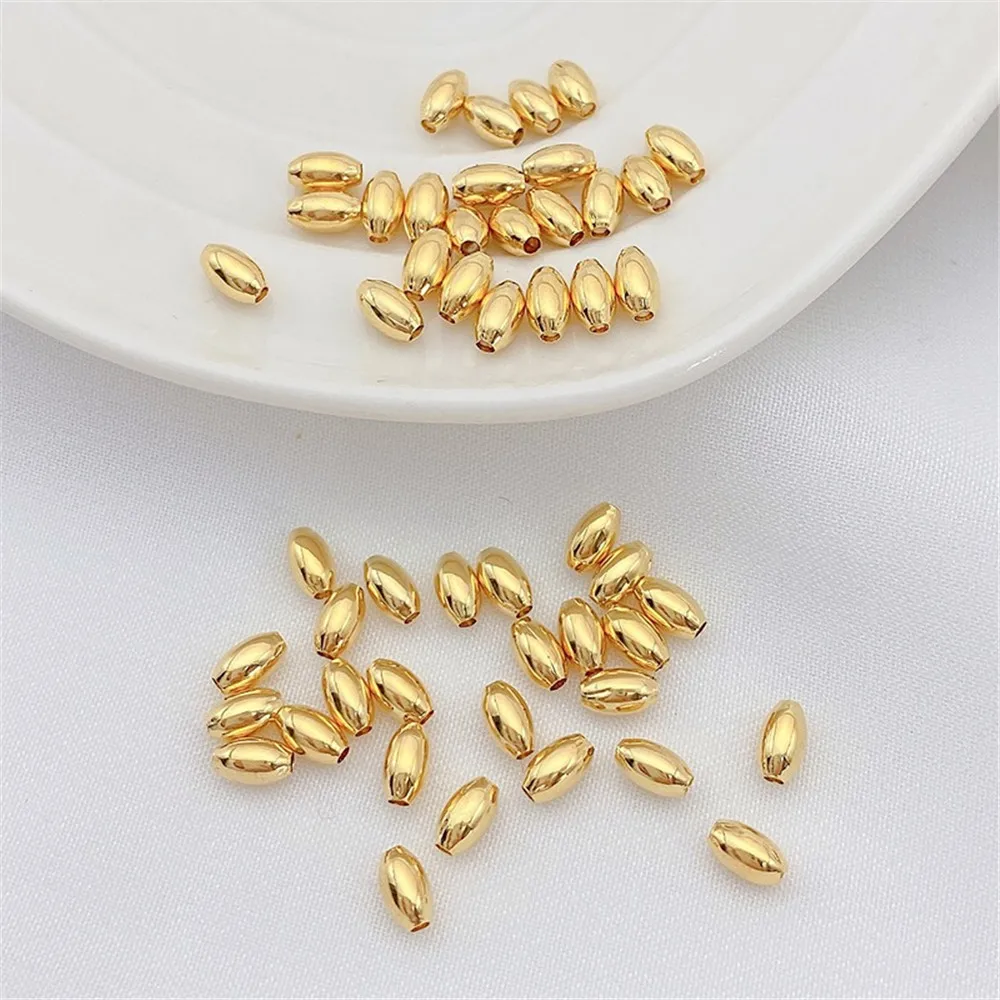 18K Gold-Color Millet Beads Barrel Beads Loose Beads Handmade DIY Beaded Bracelets Necklaces Jewelry Materials Accessories L164