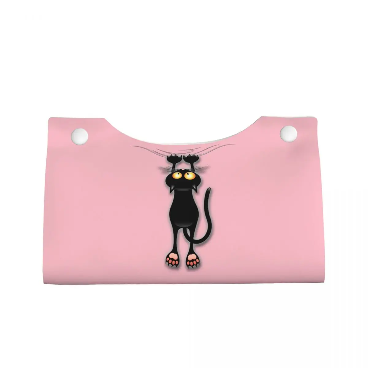 Custom Fun Black Cat Falling Down Tissue Box Cover for Bathroom Car Rectangular PU Leather Facial Tissue Box Holder