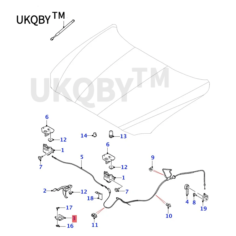 Guide de goupille de verrouillage du capot moteur, joint de corps, mécanisme de verrouillage du capot moteur, XF 20, 09, 20, 15, EP, AC, E20, 17