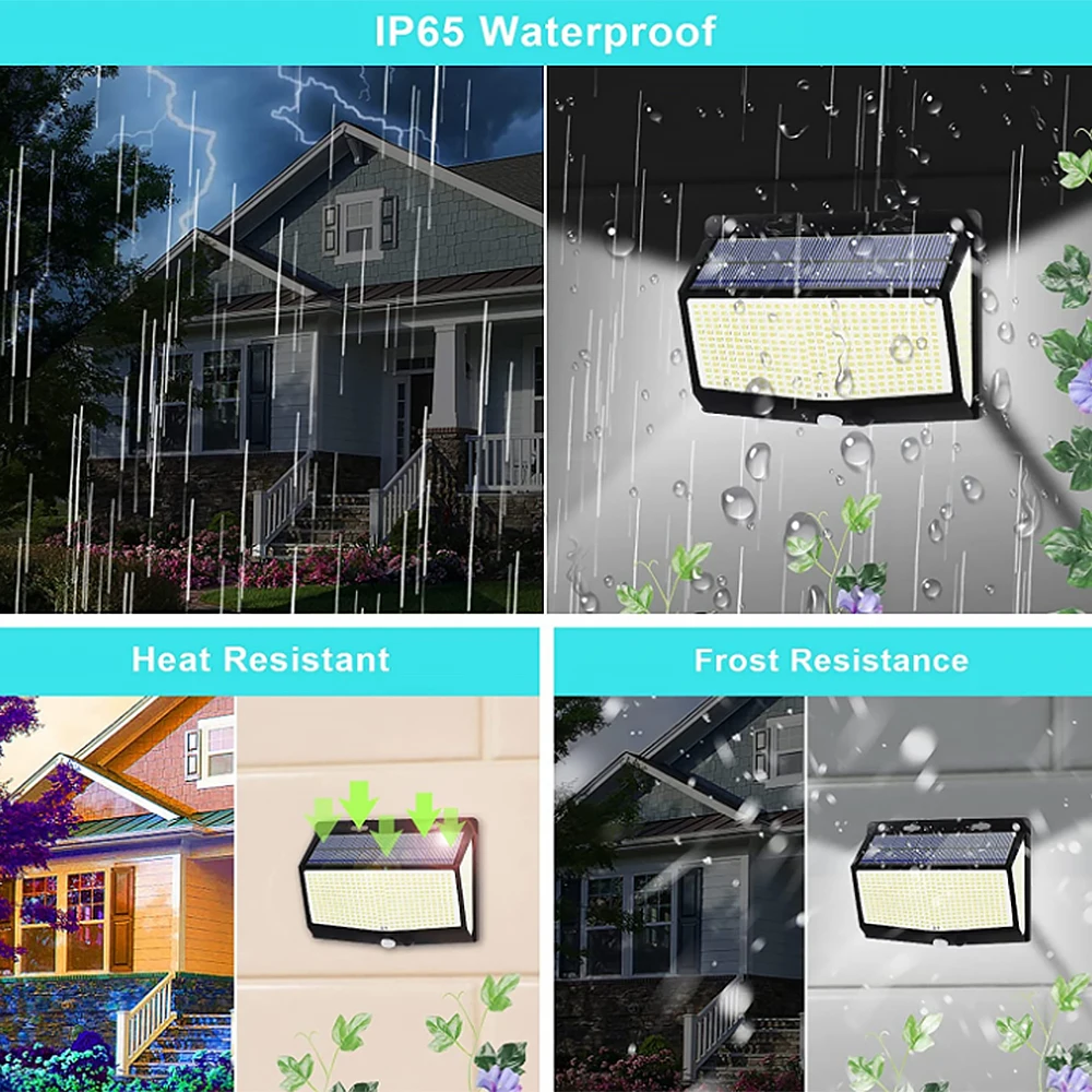 468 led solar lâmpada à prova dwaterproof água luz ao ar livre 3 modos ajustável led sem fio jardim luz sensor humano automaticamente ligar/desligar