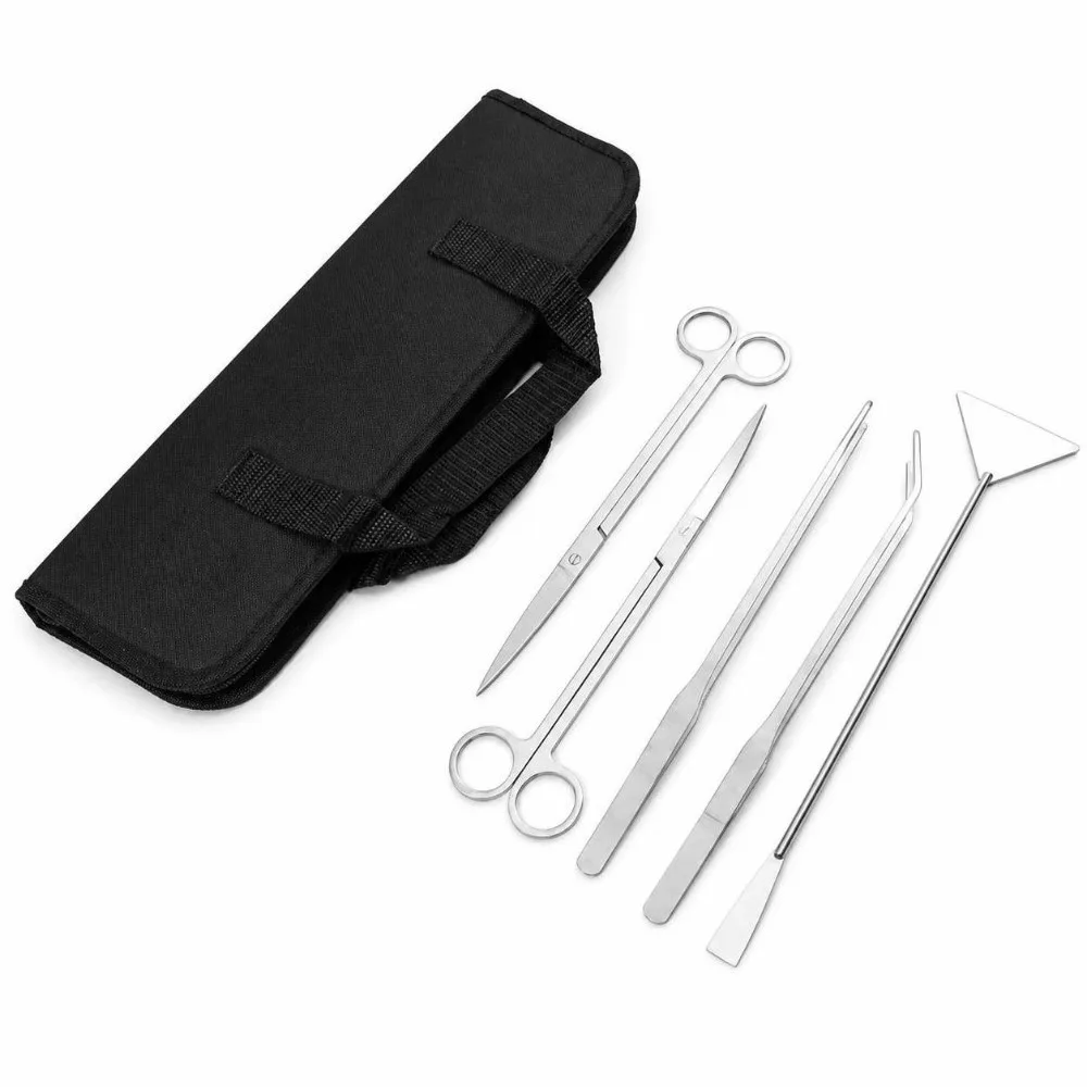 5-In-1 Set Aquarium Cleaning Tool Stainless Steel Anti-Rust Waterscape Accessories Flexible Construction