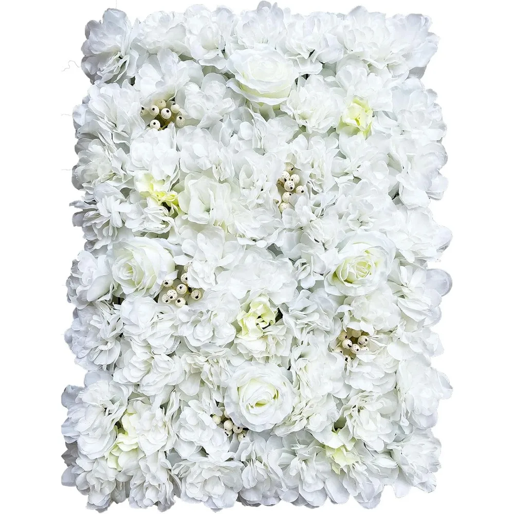 Flower Wall Panels White Silk Artificial Flower Wall Panels Flower Backdrop Floral Wall for Background Party Wedding Decoration