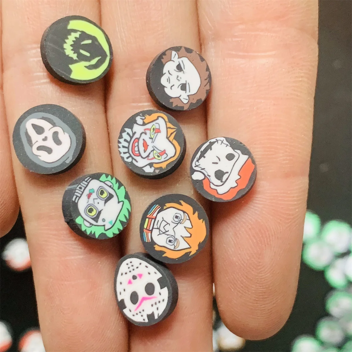 100g Halloween Polymer Clay Scheiben Cartoon Killer Gesicht Fimo Ton Streu sel für Kunst handwerk machen DIY Schleim Füllung Zubehör