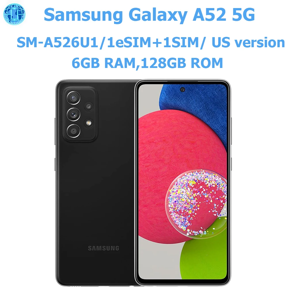 Samsung Galaxy A52 5G 6.5-inch Android Phone Snapdragon 6GB RAM 128GB ROM 64M Samsung Phone NFC 4500mAh US VersionOriginalUnlock