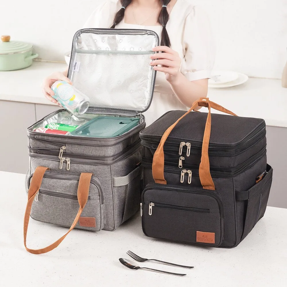 Good Quality Double-layer Insulated Bag Outdoor Large Capacity Picnic Bag Handheld Cooler Bag Single Shoulder Handbags On Sale
