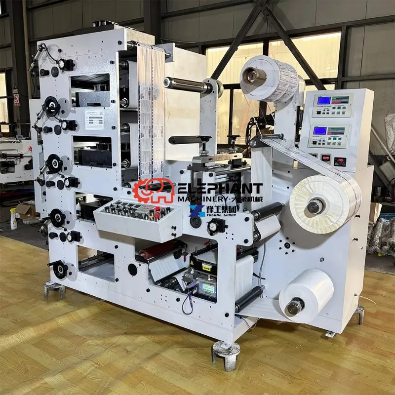 Automatic Roll To Roll 4 Color Flexo Printing Machine Paper Cups Flexographic Graphic Labels Printer Lamination Die Cutter