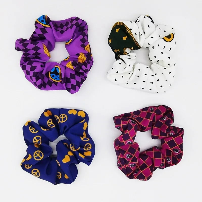 Anime JoJos Bizarre Adventure Hair Tie Kujo Jotaro Higashikata Josuke Rohan Hair Scrunchies Kishibe Rubber Band  Ponytail Tie