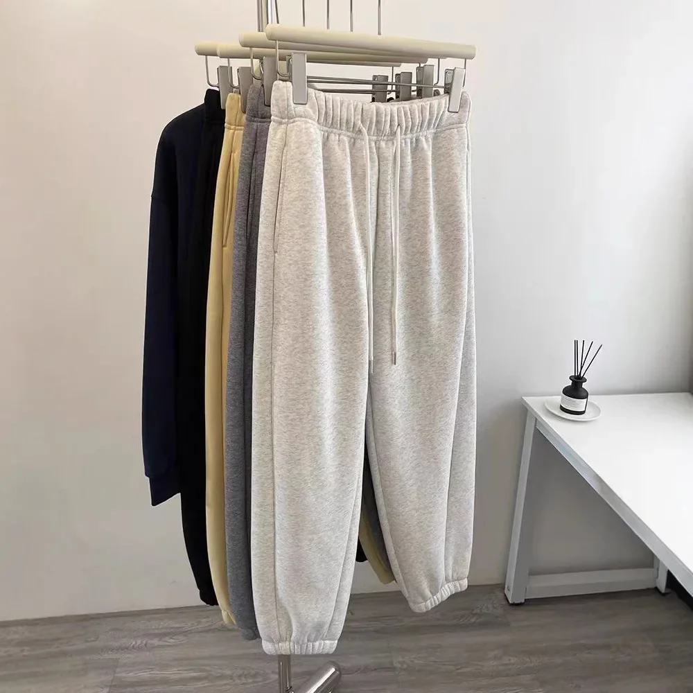 ارتفاع الخصر سميكة لامب المخملية الرباط Sweatpants المرأة فضفاضة عارضة الرياضة الدافئة السراويل الطويلة تخفيف نمط القطن #1