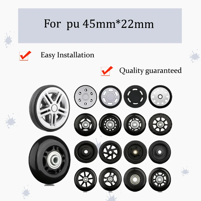 

For PU 45mm x 22mm Universal Luggage Wheels Universal Size Replacement Swivel Wheels Quiet & Durable Luggage Repair