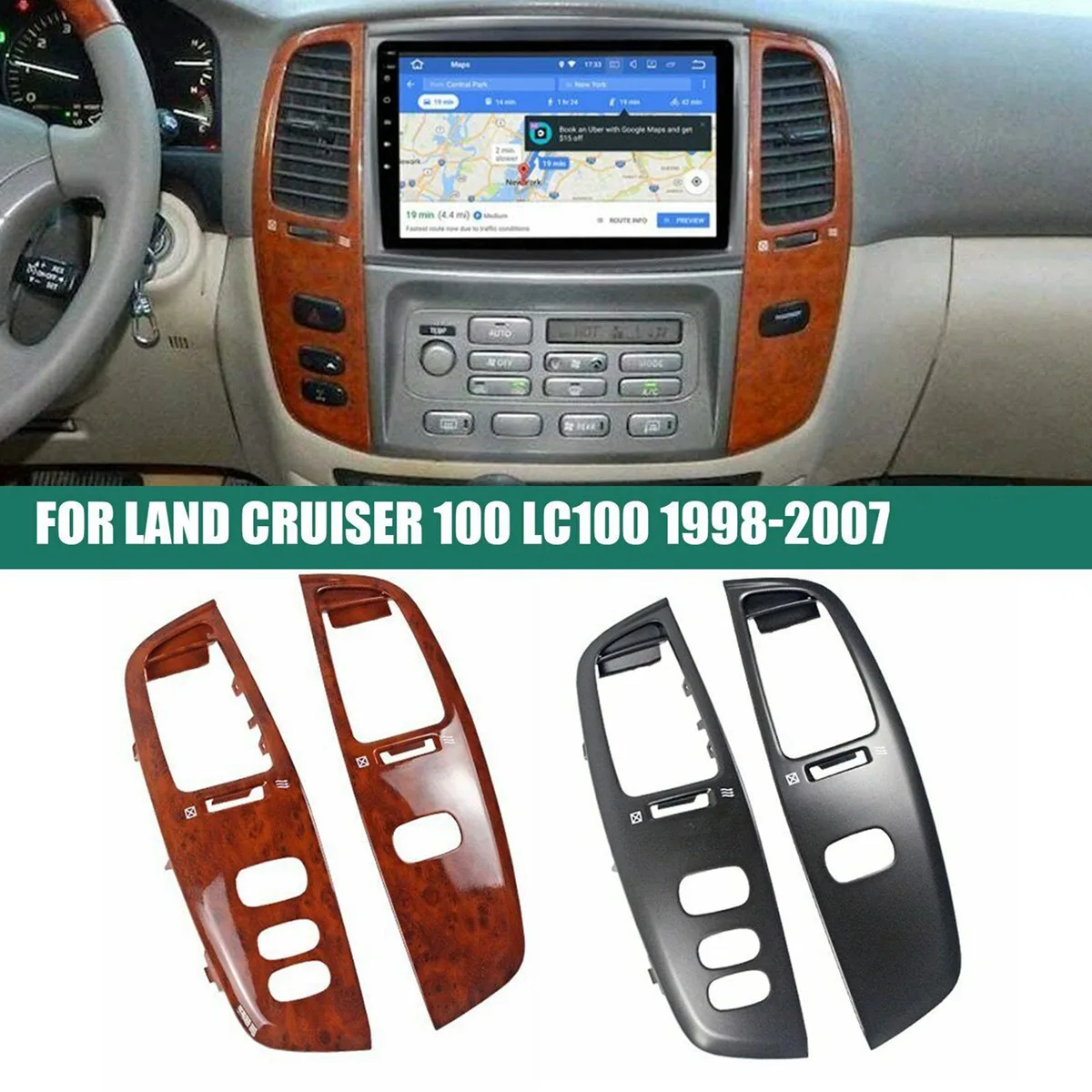 Air Vent Panel Cover Car Dashboard Air Vent Frame Panel Cover For Land Cruiser 100 LC100 FJ100 Ujz100 1997-2007 LHD Matte Black