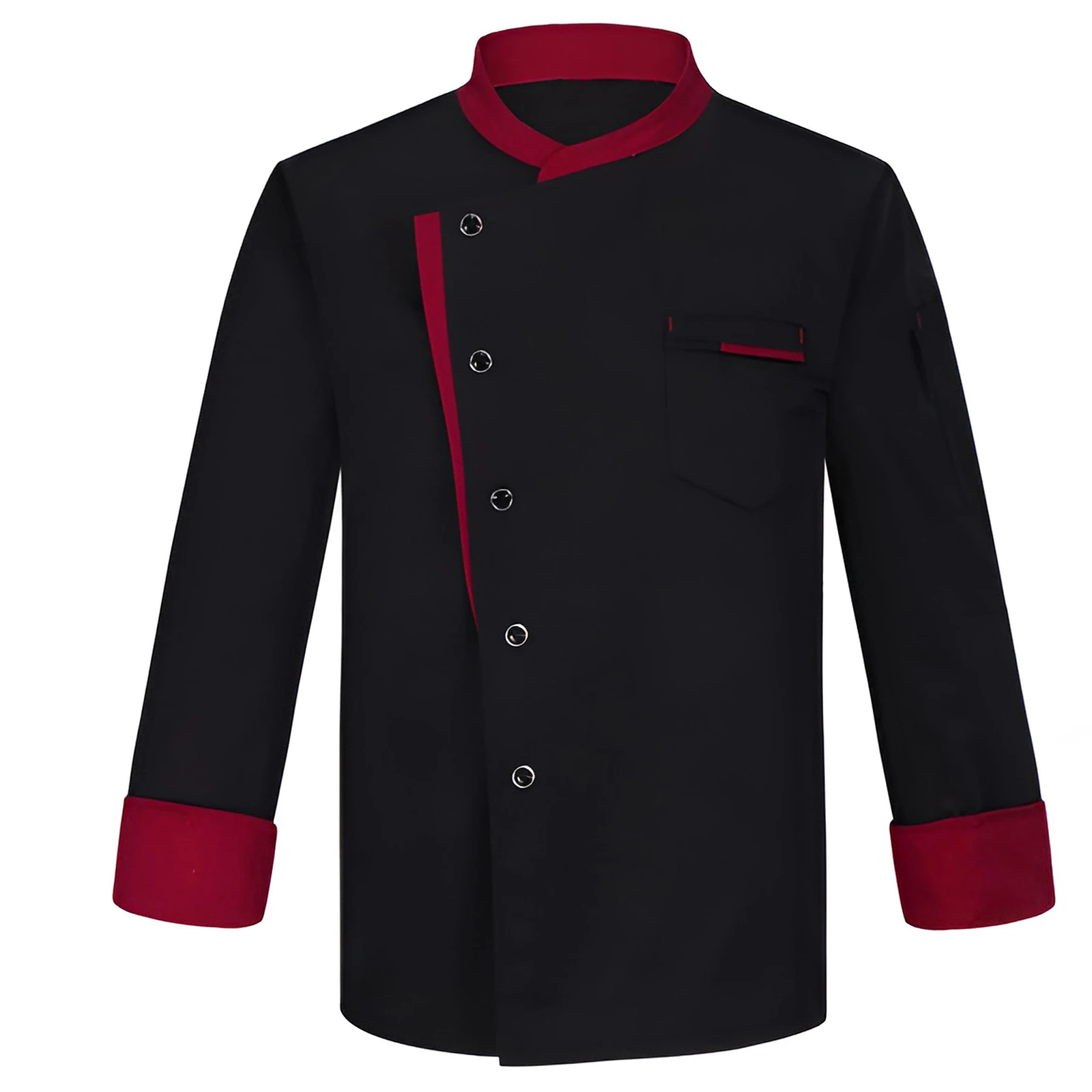 Button Long Sleeves Kitchen Workwear Unisex Solid Color Chef Top Occupation Clothing Waterproof Cardigan