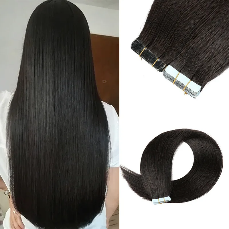 Human Remy Hair Tape In Hairpiece 20pcs 20inch #1B P27-613 40g Quick Install For Party Special Occasion Wholesale Dropship
