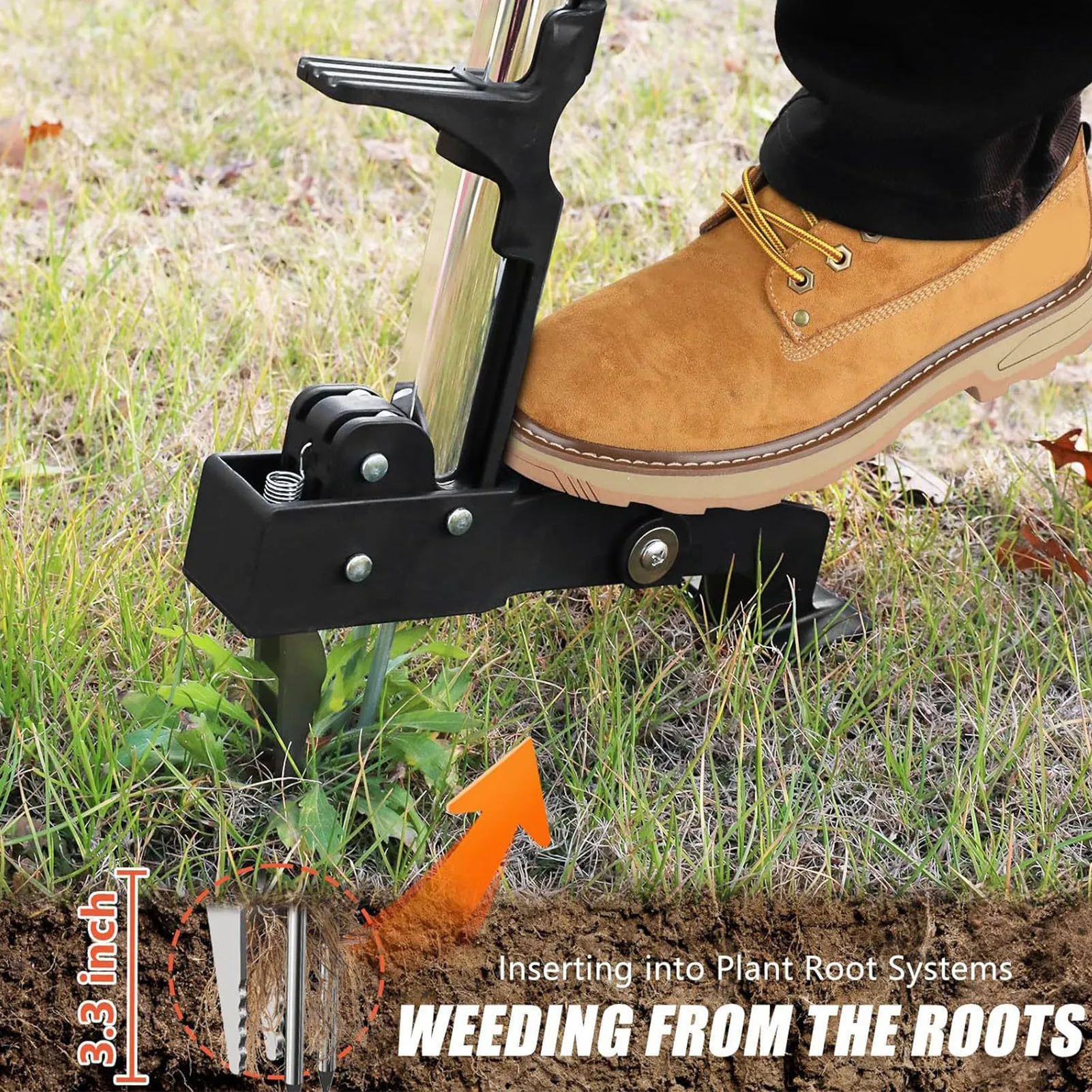 Weed Puller Tool Lightweight Aluminum Quick Adjustable Gardening Stand Up Weeder Puller with Ergonomic Long Handlewith for Home