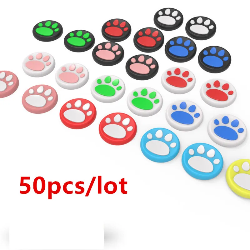 50pcs Cute Cat Claw Thumb Grip Caps Paw Thumb Grips Analog Stick Cover Joystick For PS5 PS4 PS3 Xbox 360 Xbox One Controller