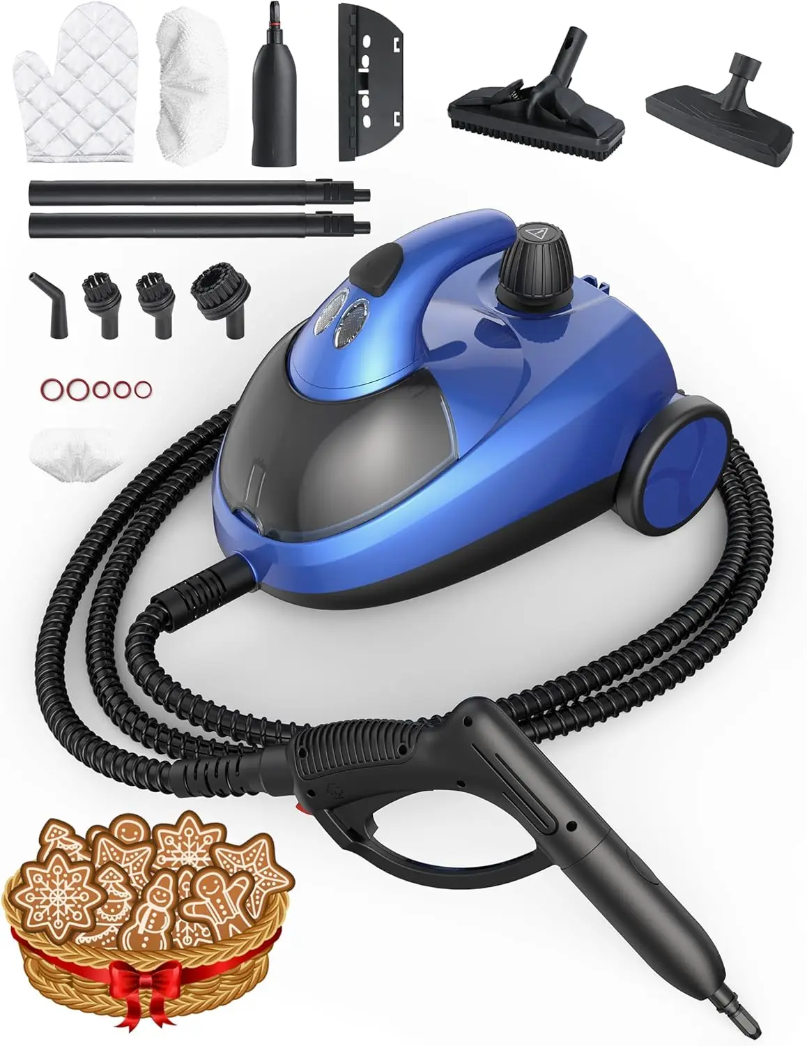 Cleaner with 21 Accessories, 5 Minutes Fast Heating, Multipurpose Portable Canister Steamer for Floors, Carpet, Cars, Tiles, Gro