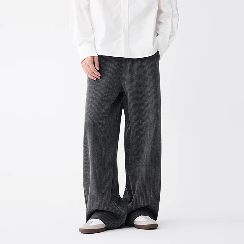 

Men Korean Streetwear Fashion Loose Casual Vintage Stripe Suit Pants Man Business Commuter Old Money Style Trousers