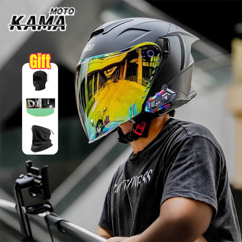 

Мотоциклетный шлем с двумя линзами, большая окружность головы, шлем три четверти, ветрозащитный мотоциклетный полушлем для зимнего конденсатора