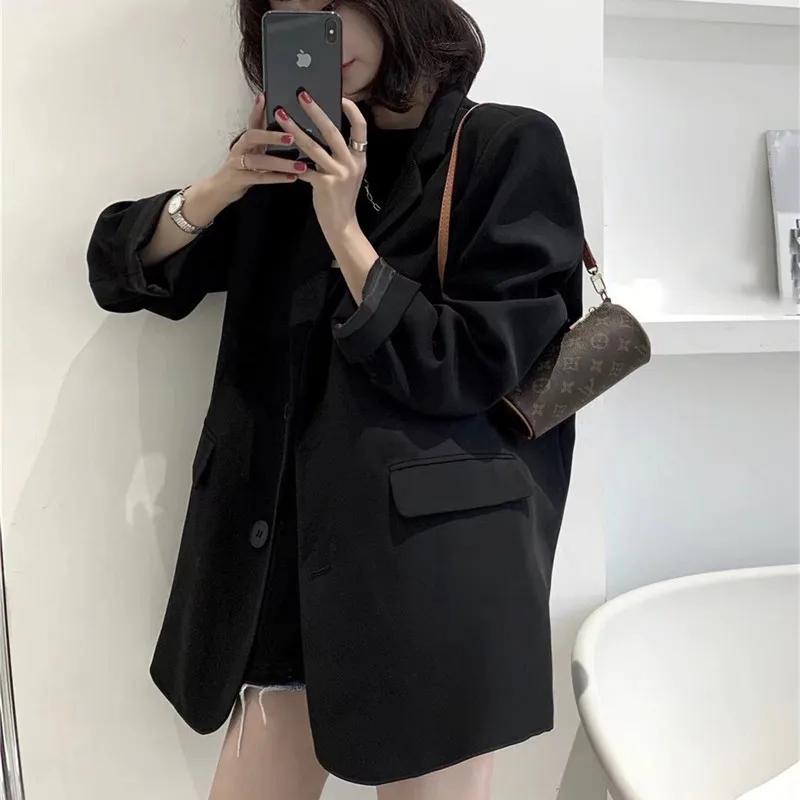 Spring Autumn New Blazers for Women Korean No Button Cropped Suits Jacket Woman Casual Long Sleeve Blazer Coat Ladies