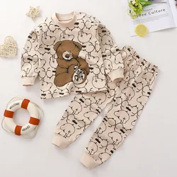 2024 New Baby Cotton Home Clothes Children's Class Suit Boys Girls Pajamas Kids Long T-shirt + Pants