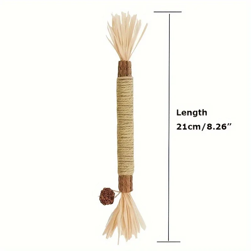 1 Pc Cat Toys Silvervine Chew Stick Polygonum Kitty Raffia Grass Pet Supplies Cleaning Teeth Stick Pet Bite Cat Toy Hemp Rope image 2