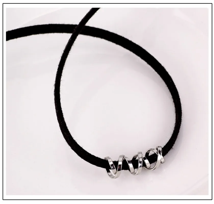 Collana, colletto nero a spirale, fascia divertente, catena da collo da donna, catena corta alla clavicola, fascia da collo da donna