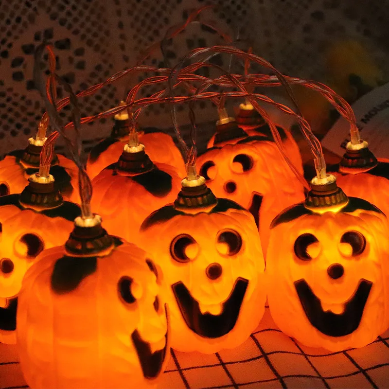 Halloween String Lights LED 3D Jack-O-Lantern Pumpkin Lights Holiday Lights for Outdoor Decor for Patio Garden Gate Yard 10pcs