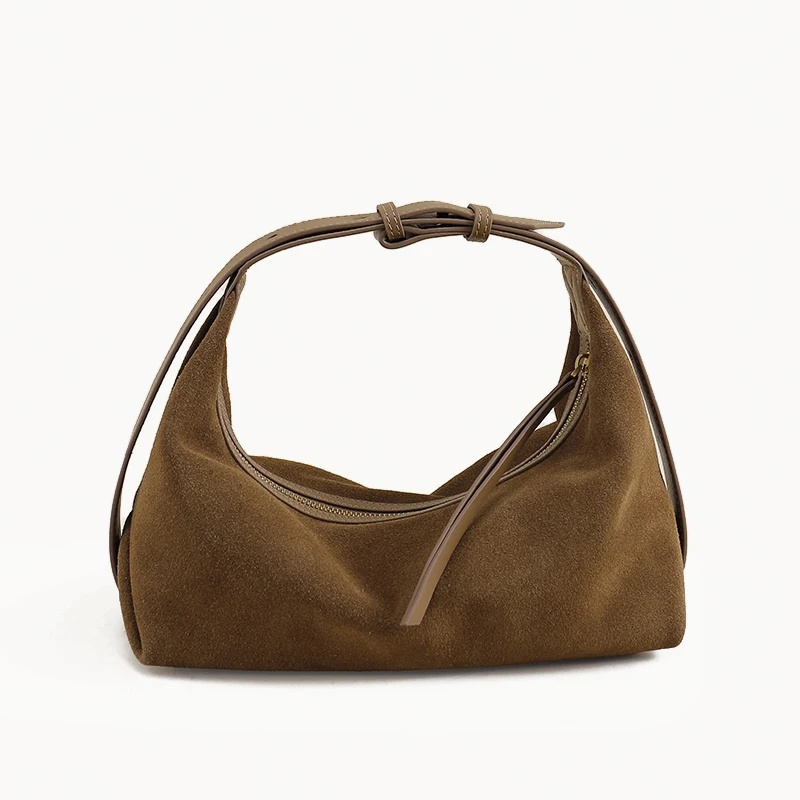 

Suede handbag 2025 new niche design frosted cowhide dumpling bag vintage large capacity casual one-shoulder crossbody bag