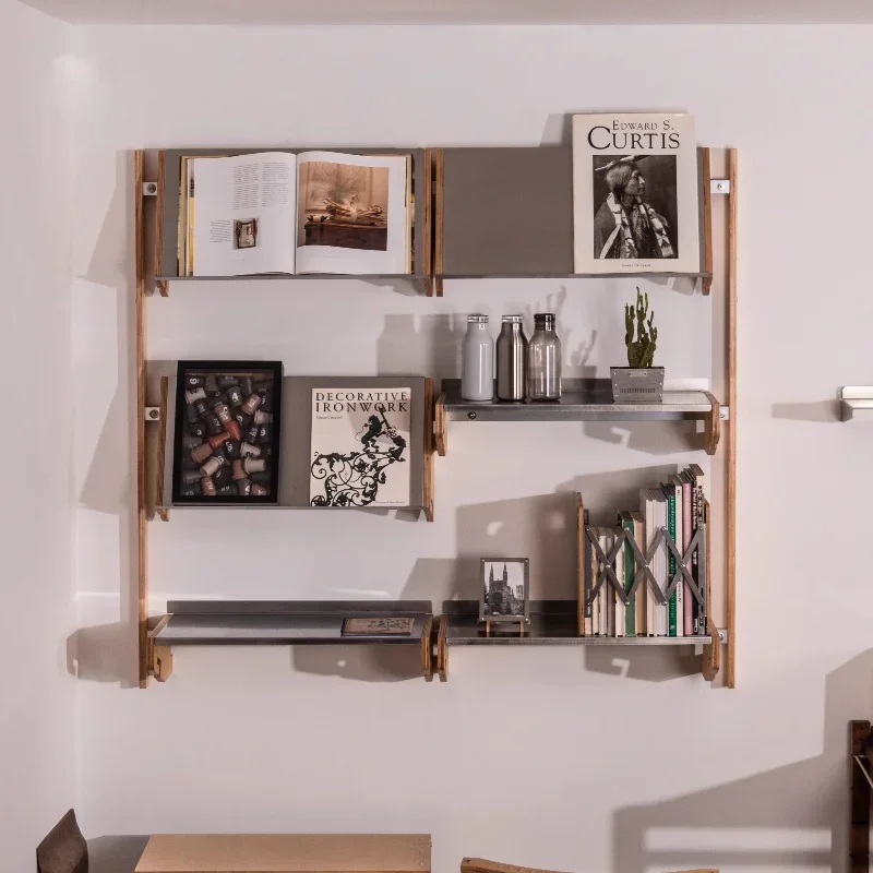 Wood metal appearance shelf bookshelf is durable and versatile