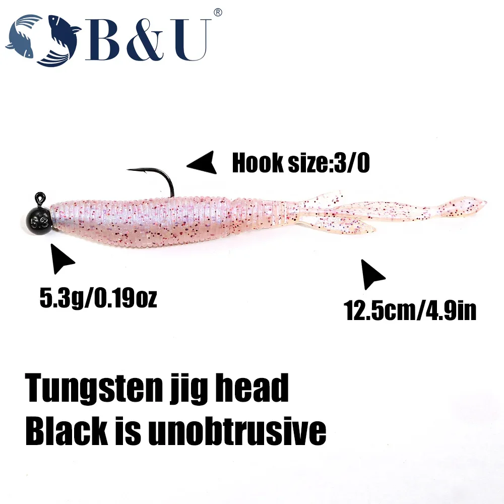 B&U Ami da pesca al tungsteno Richiamo Jig Head Hook 5.3g 7.2g 10.5g 14g Ami a manovella in tungsteno Luccio Bass Swimbait Ami da pesca Accessori