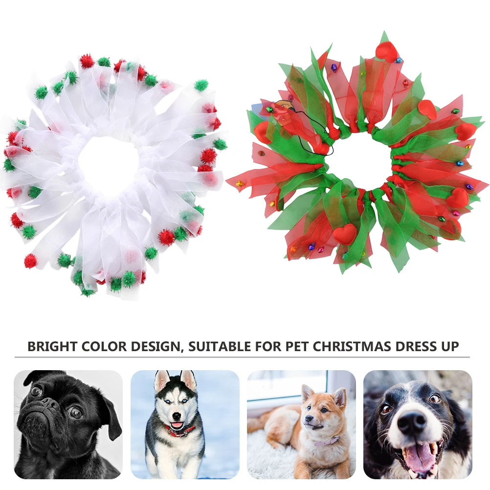 

Pet Collar Ribbon Christmas Dog Collars Polyester Decoration Halloween Bells Bright Color Durable Washable Soft Lightweight