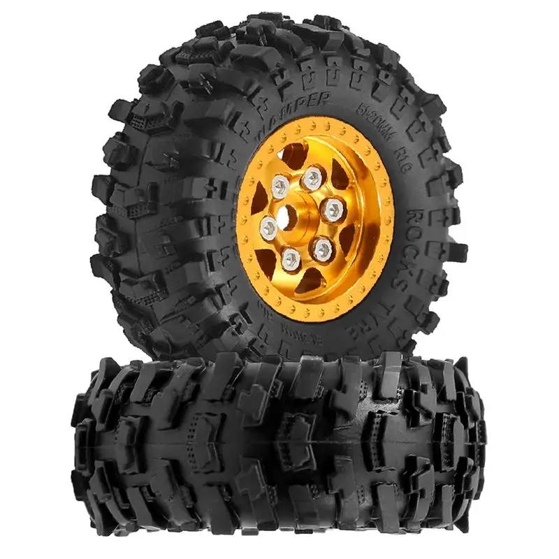 B78B-4 Pieces 63Mm 1.0 Inch Metal Beadlock Wheel Tire Set For 1/18 TRX4M SCX24 RC Crawler Car Upgrade Parts