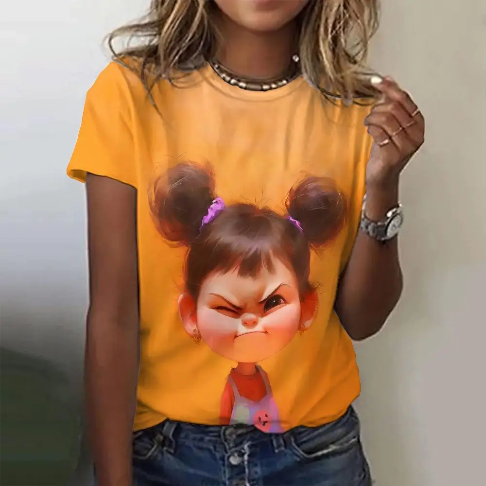 Anime Cartoon Girl Pattern 3D Print Women's T-Shirts O-Neck Short Sleeve T Shirt Y2k Harajuku Tees Casual Tops Female Clothing
