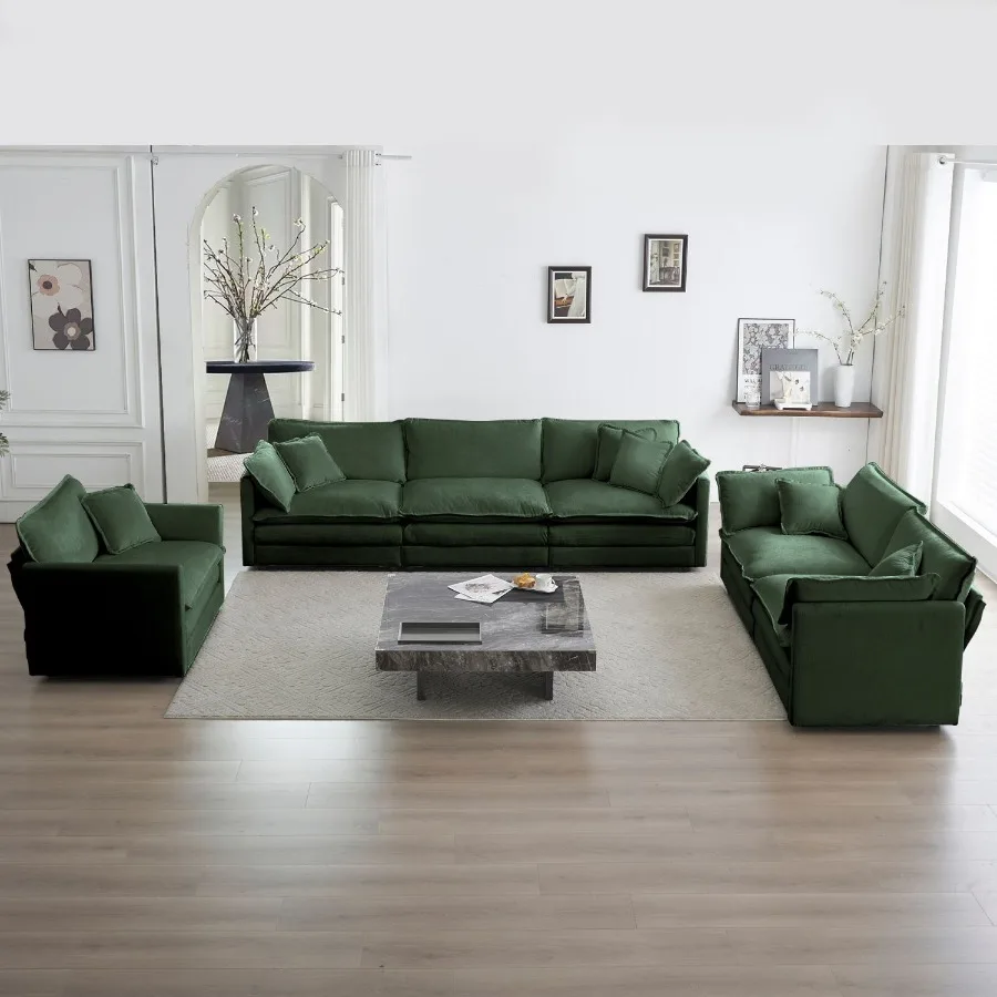 

Modern Sofa Couch 3 Piece Set Extra Deep Seat Sectional Sofa for Living Room Oversized Sofa 3 Seat Sofa Loveseat and Single Sof