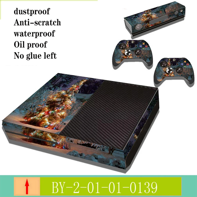 Cartoon Cute Christmas Pattern Vinyl Skin Sticker for Microsoft XBox One Console and 2 Controllers Decal Cover Game Accessories