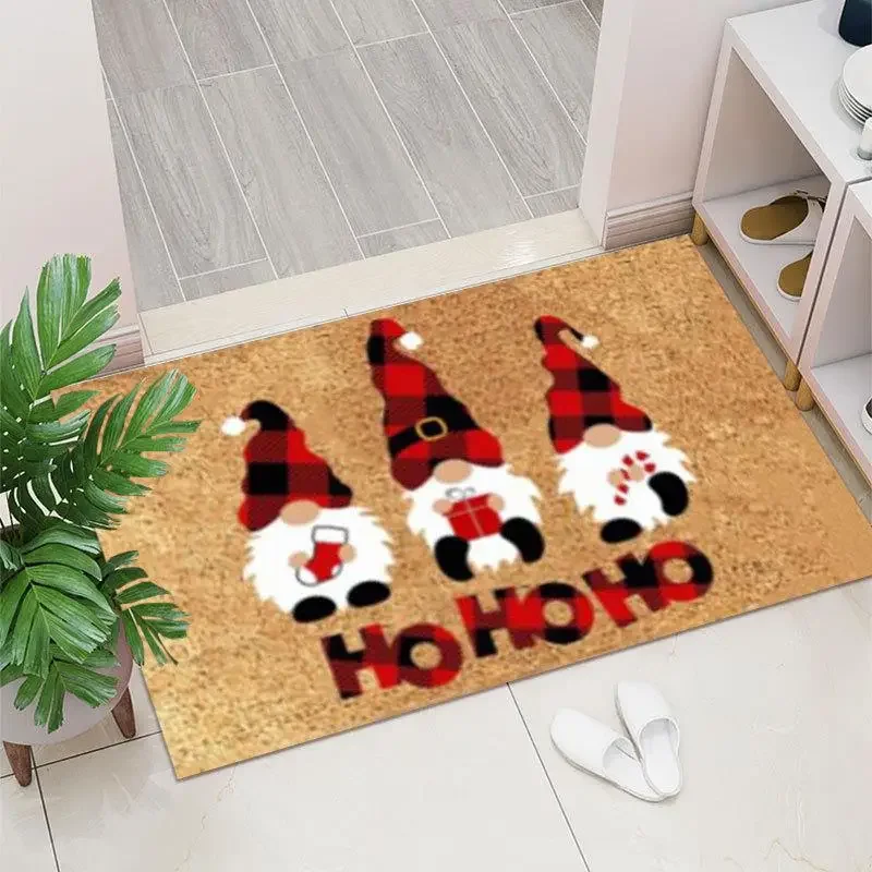 VIKAMA Christmas Gnome Pattern Rug Bedroom & Living Room Floor Mat Non-Slip, Stain-Resistant, Easy-Clean Carpet Home Decor