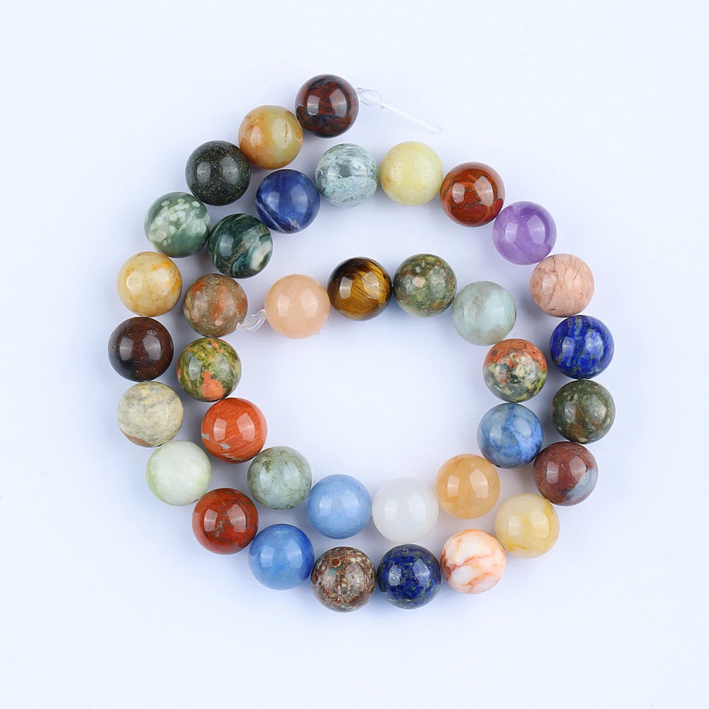 A+ Colorful Natural Stones Duobao Loose Beads For Jewelry Making DIY Bracelet Accessories 15'' 4/6/8/10mm