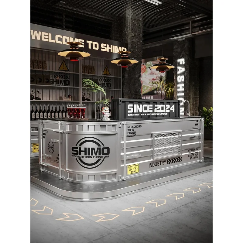 custom.Modern Bar Counter Station with LED Shelf KTV Cafe Pub Restaurant Custom Size OEM
