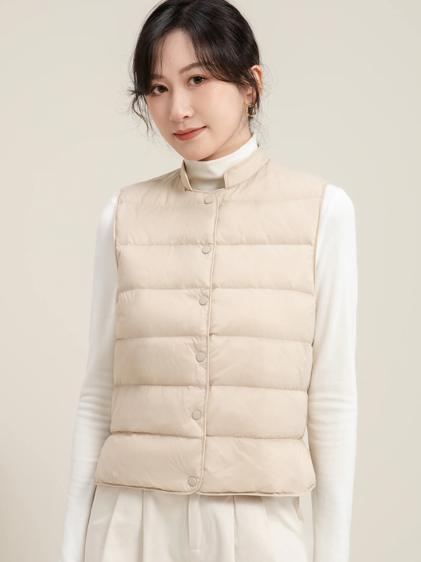 Or leve para baixo colete feminino sle 2025 outono novo simples facionable commute vento tubo reto branco du para baixo
