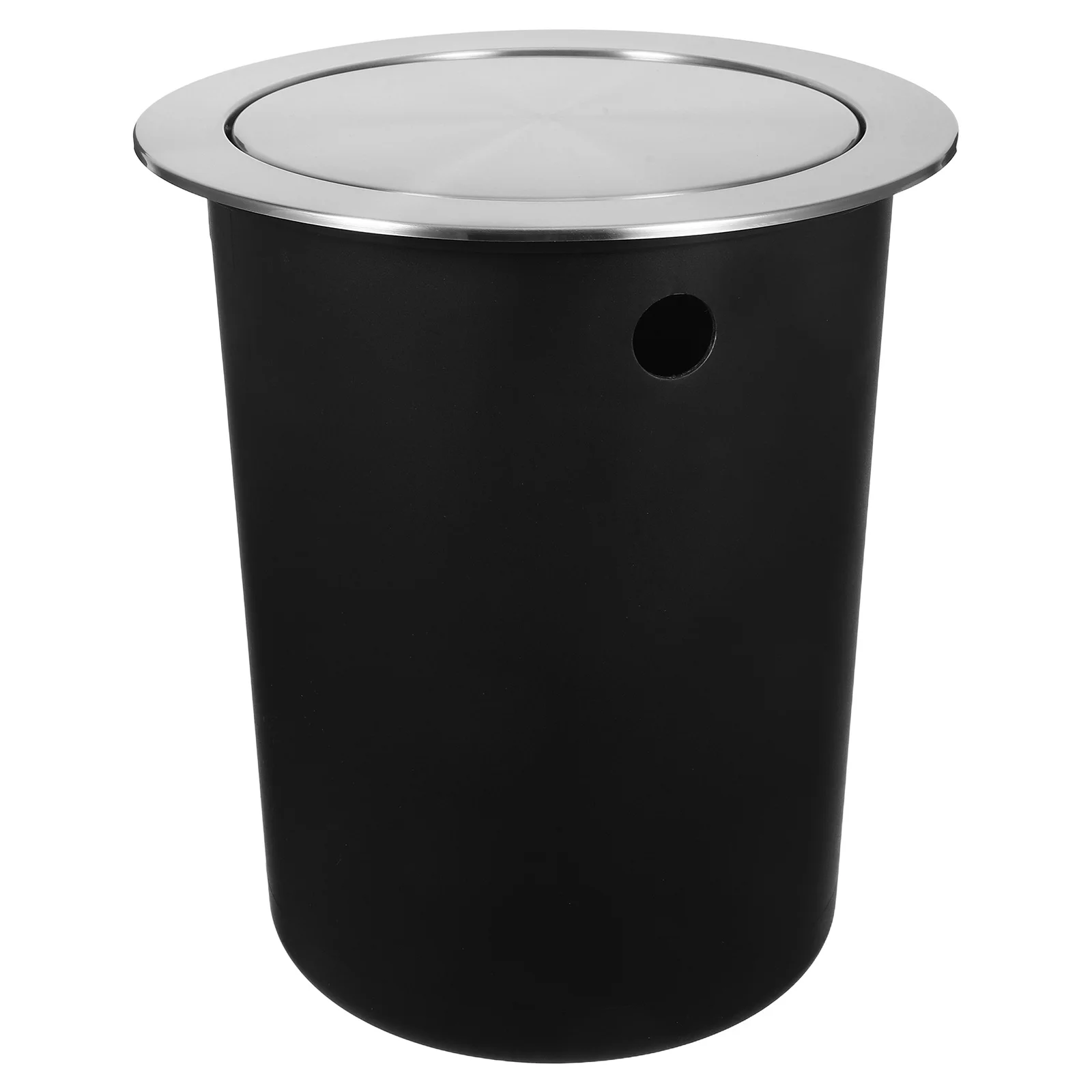 

1 Set Round Kitchen Trash Stainless Steel Built-In Desktop Waste Bin For Food Waste Smell Control Flip Lid Sealing Countertop