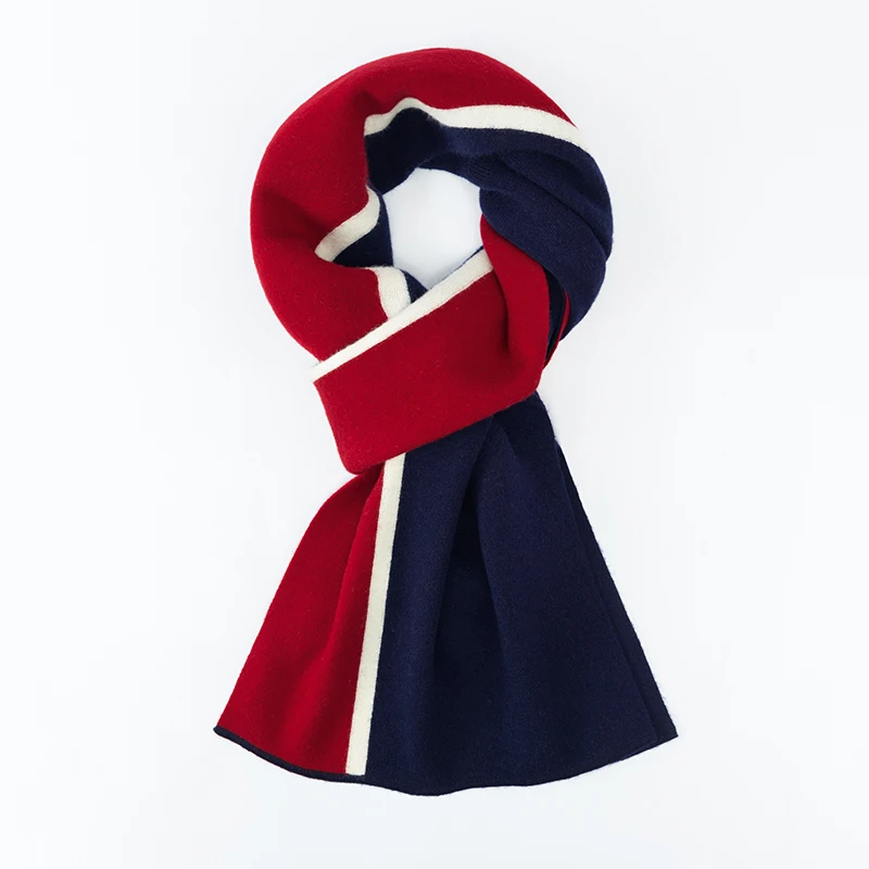 

Длинные шарфы из 100% шерсти, зимняя мода, лоскутная шаль с кисточками, 180 см * 30 см, мужские и женские теплые вязаные шарфы из овечьей шерсти