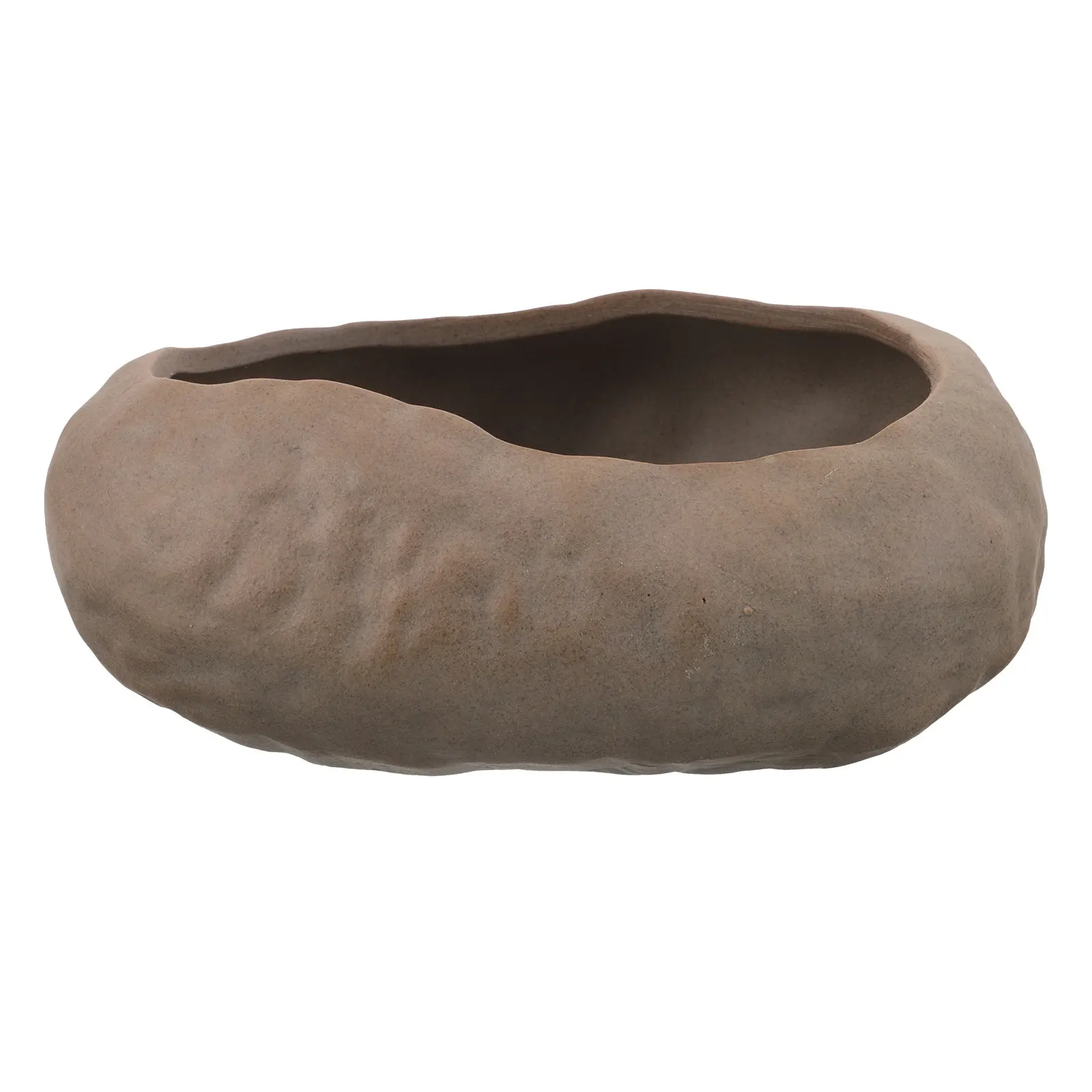 Ceramic Flower Pot Simulated Stone Rock Shaped Plant Container for Desktop Shelf Indoor Bonsai Decor Decorative Planter