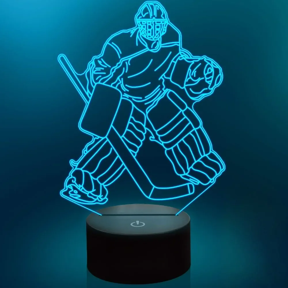 Nighdn Eishockey Torwart Nachtlicht für Kinderzimmer Touch 7 Farbwechsel USB Nachttisch lampe Jungen Mädchen Weihnachten Geburtstags geschenk