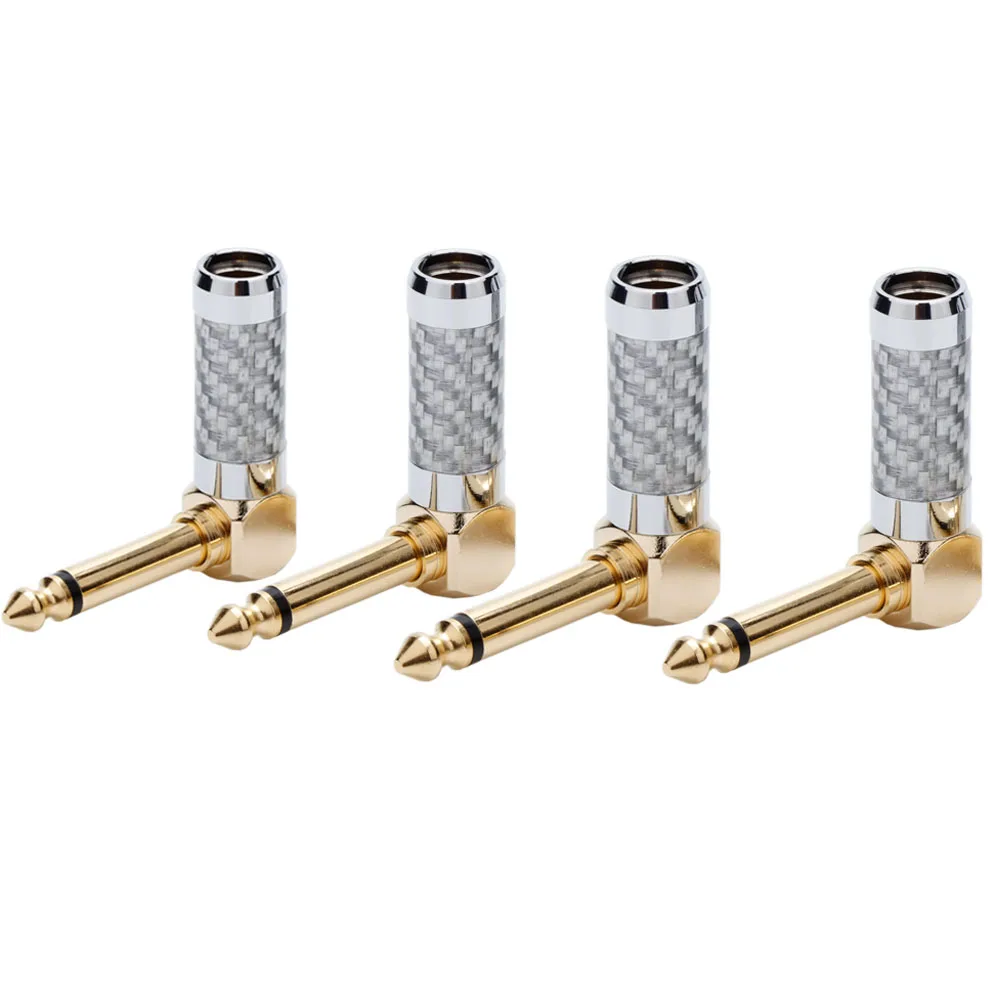 

High Quality HiFi 6.35mm Audio plug Carbon Fiber Gold-plated Mono 6.35mm TS Jack Male Connector for Microphone Adapter Cable