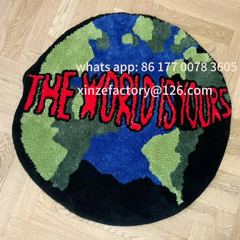

Customizable Earth Round Mat Bathroom Mat Anti-Slip Soft Cushion Pad Bedside Carpet Rug Floor Bedroom Doormat Aesthetic Home