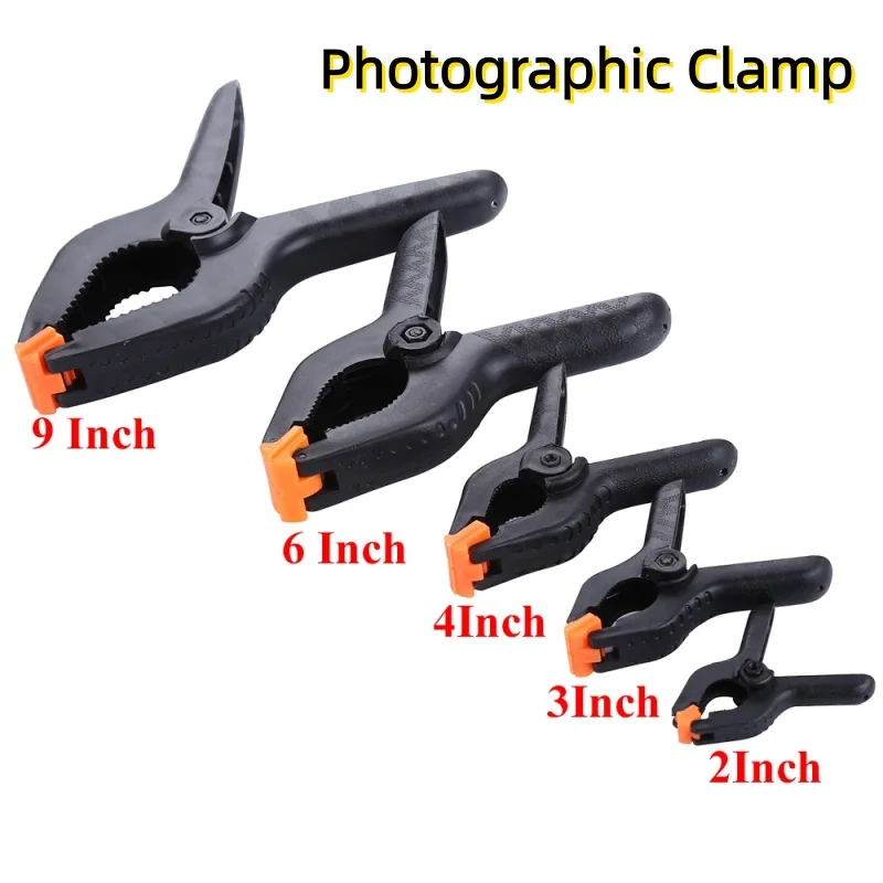 RF19 Photographic 2/3/4/6/9inch Adjustable Plastic Spring Clamps Photo Studio Background Green Screen Fixed Clip Accessory DIY