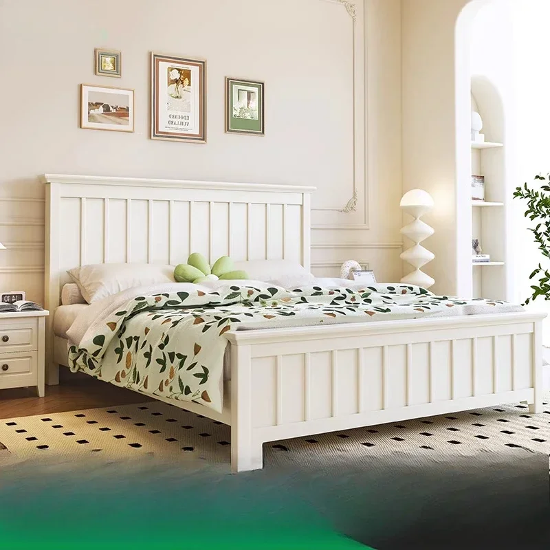 

American light luxury white all solid wood, creamy wind 1.8 meters master bedroom double, modern simple 1.5 meters storage