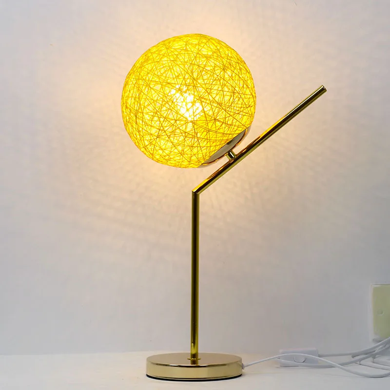 Minimalist Modern Bedroom Romantic Instagram Touch Desk Lamp With Dimmable Rattan Ball Creative Internet Celebrity Night Light